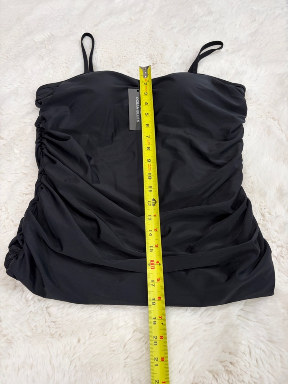 Ocean Blues Black Ruched One-Piece Swimsuit,Size 2XL. - Picture 12 of 13